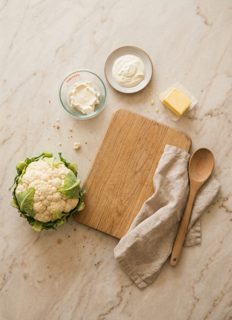 Ingredients for cauliflower mash recipe
