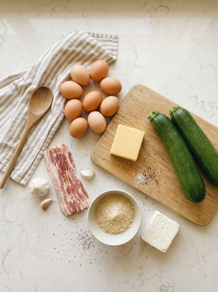 Bacon and Zucchini Slice adaptable for gluten free and dairy free diets