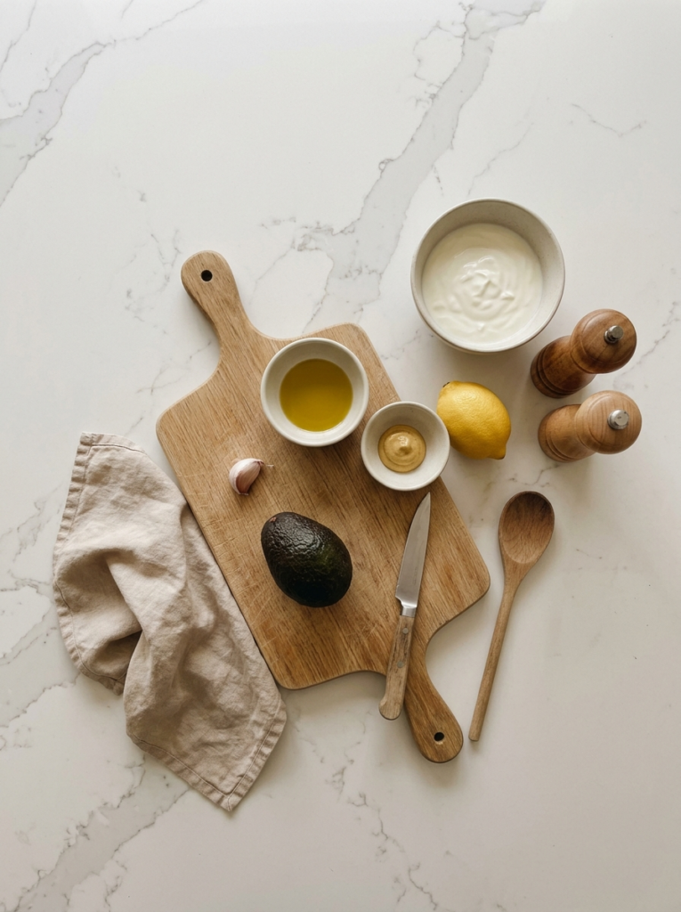 Ingredients for avocado dressing recipe