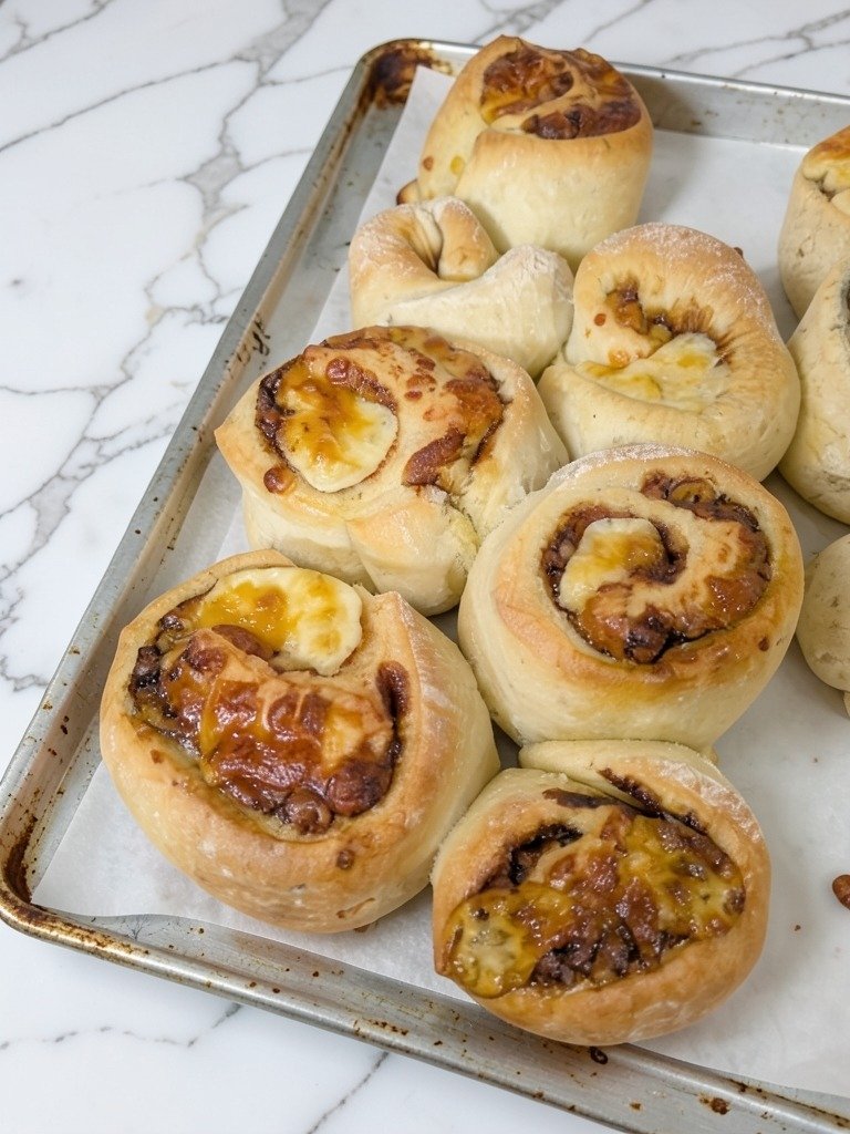 easy pizza dough recipe made into scrolls
