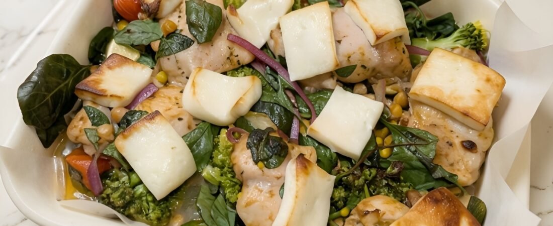Mediterranean Chicken, Chickpea and Haloumi Tray Bake | Easy Family Dinner