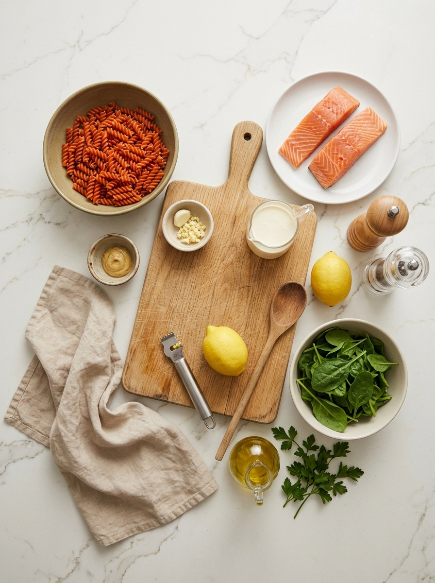 easy creamy salmon pasta ingredients