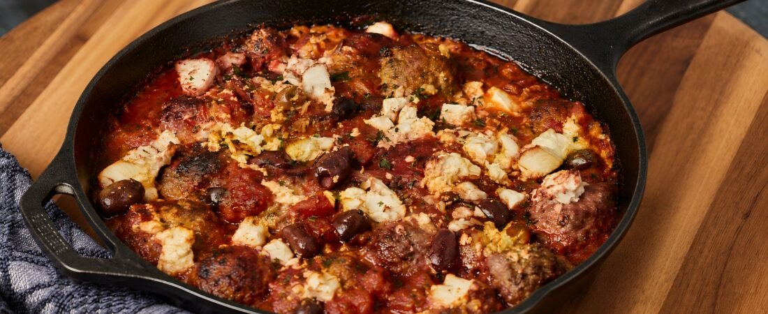 Greek Meatball Bake Recipe | Easy One Pan Dinner